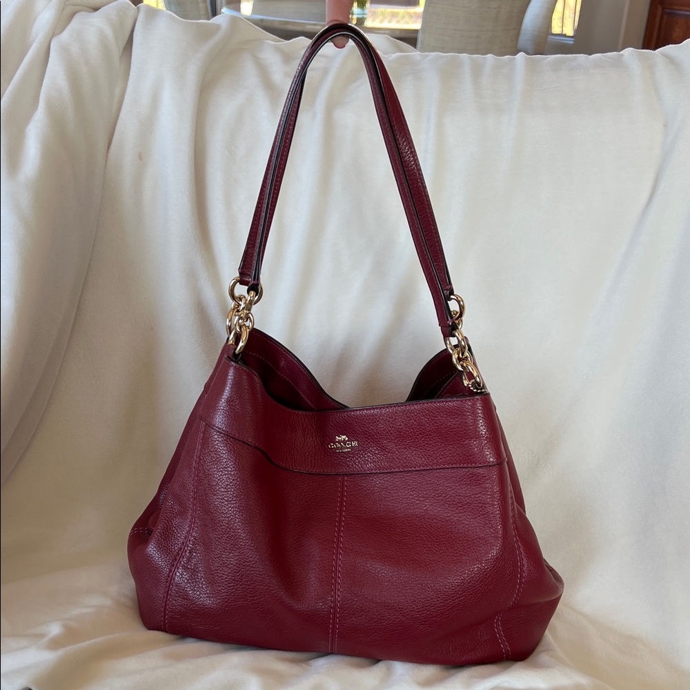 Coach Deep Red Leather Shoulder Bag